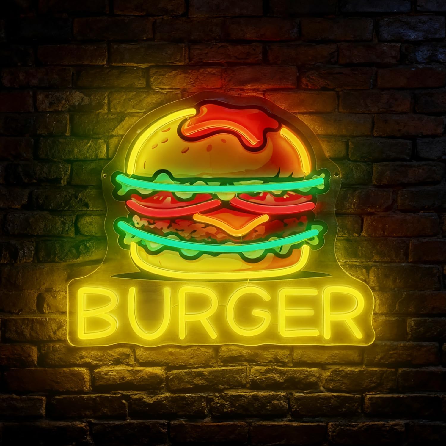 Commercial Kitchen Walls - Letreiro Neon de Hambúrguer, Placas LED