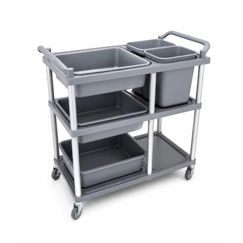 Commercial Kitchen Cleaning Services - Carrinho de Serviço Móvel de Plástico