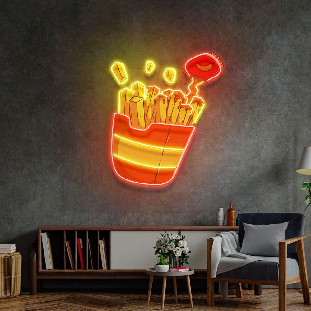 Commercial Kitchen Walls - Sinal de néon de batatas fritas