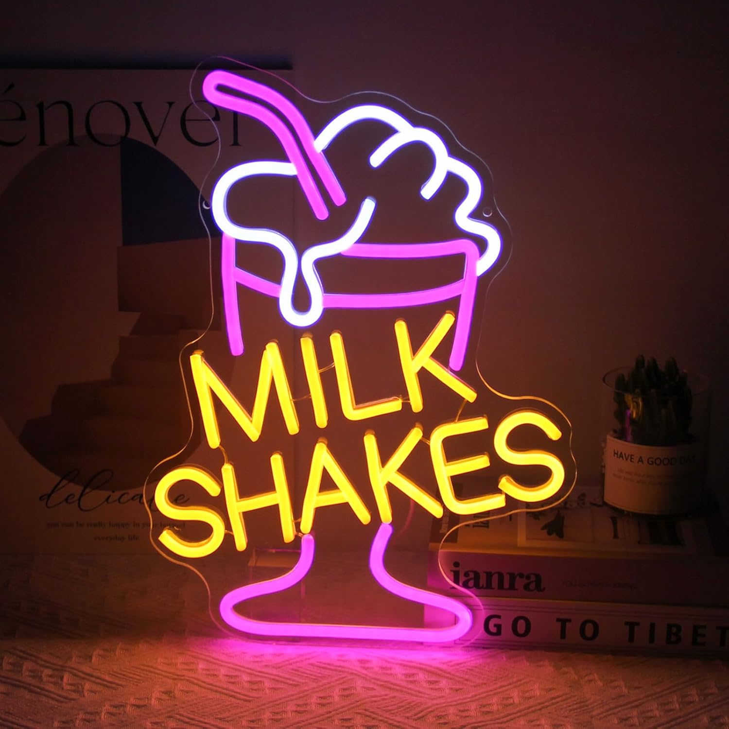 Commercial Kitchen Walls - Letreiro Neon Milk Shakes, Arte de