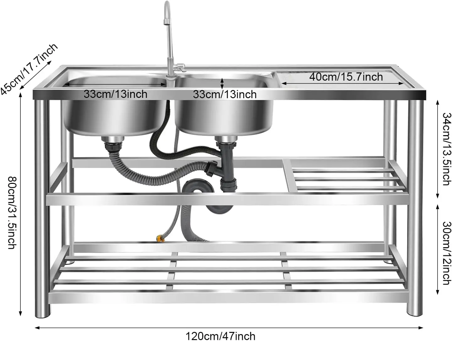 Pia de Aço Inoxidável de 3 Nív - Commercial Kitchen Set avaliação e preço