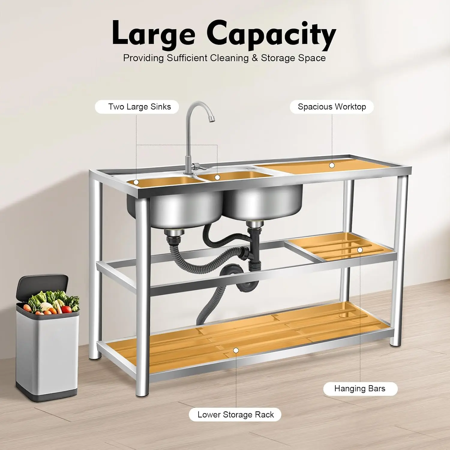 Pia de Aço Inoxidável de 3 Nív - Commercial Kitchen Set avaliação e preço