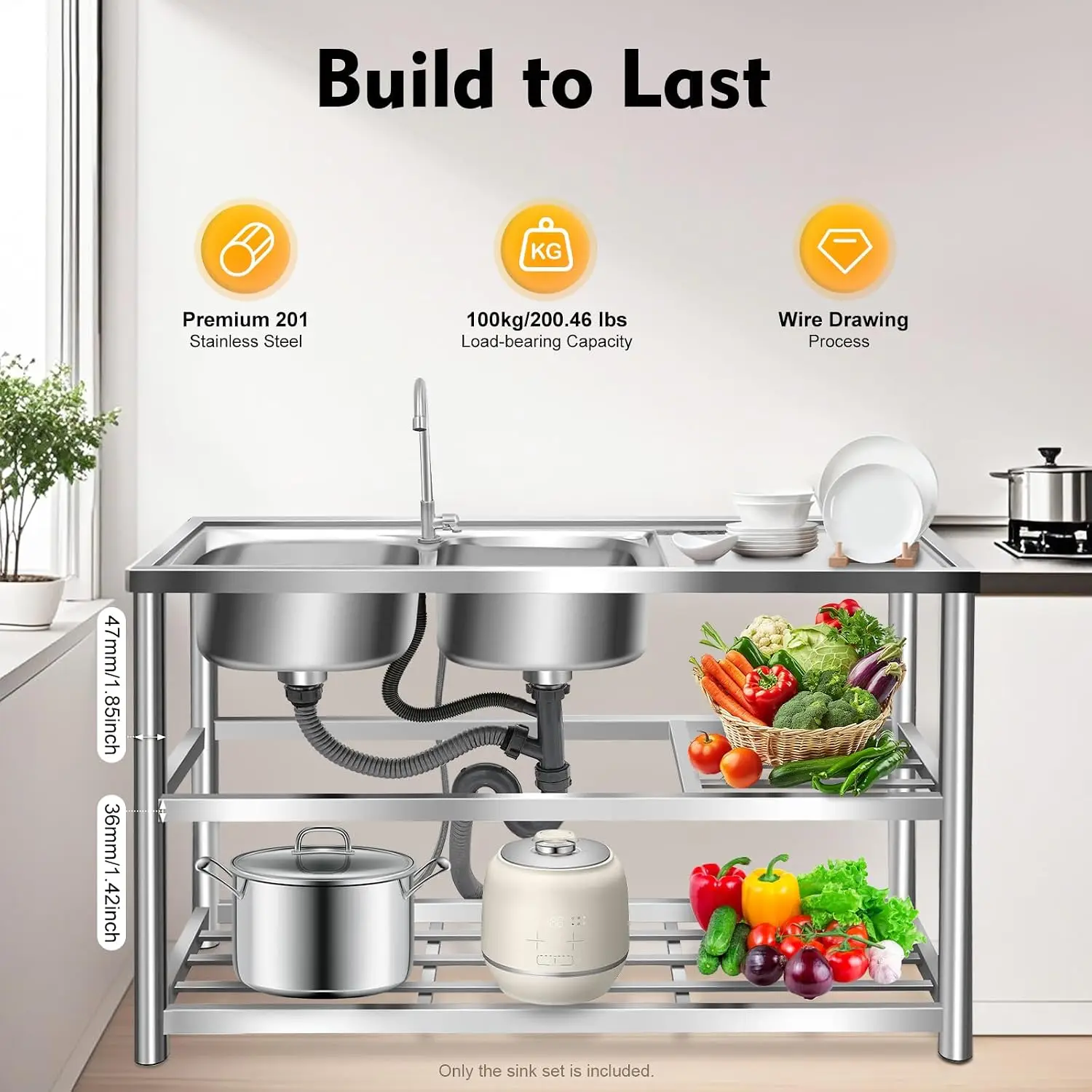 Pia de Aço Inoxidável de 3 Nív - Commercial Kitchen Set avaliação e preço